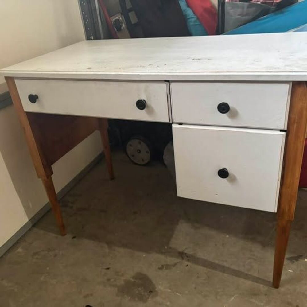 Mid-Century Modern Two-Tone Wood Desk
